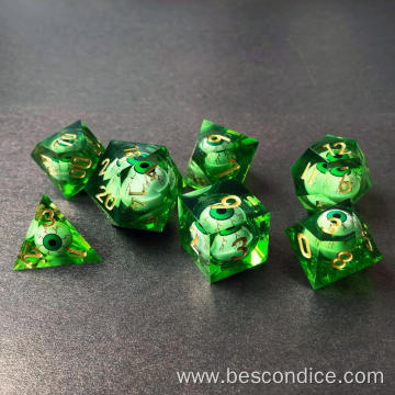 BESCON Sharp Edged Liquid Core Rolling Eyeball Dice - Razor Edge Polyhedral Dice with Rolling Eyeball Inside